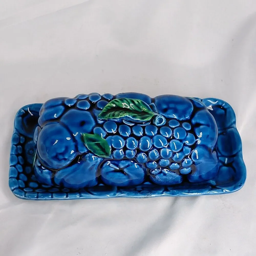 Vintage Inarco Mood Japan Blue Butter Dish Lid